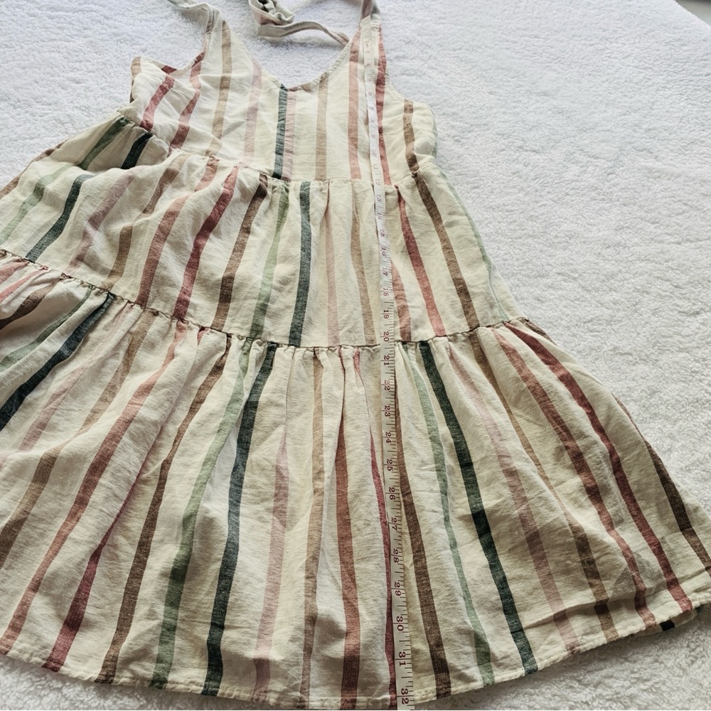 American Eagle Striped Cream Halter Babydoll Tiered Smocked Dress | NWT | Medium - Picture 9 of 10